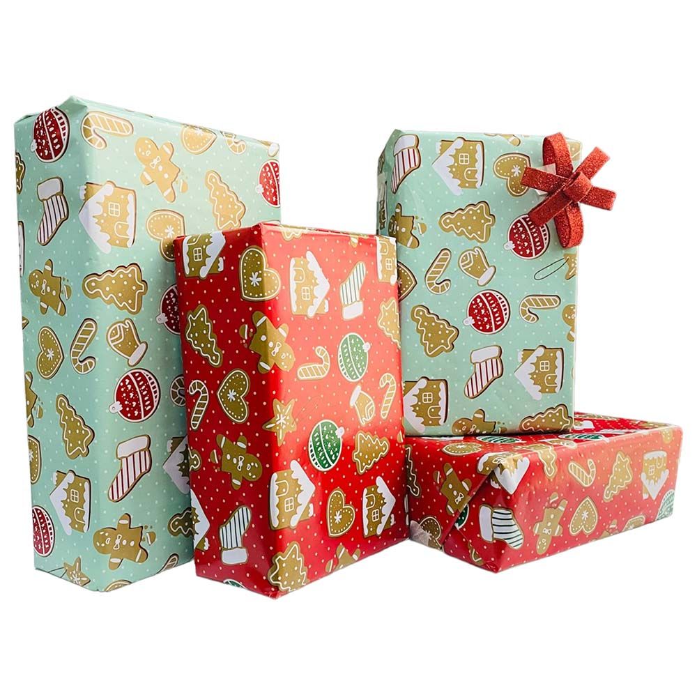 Highland - Christmas Gift Wrapping Paper - 4pc - Red/Blue