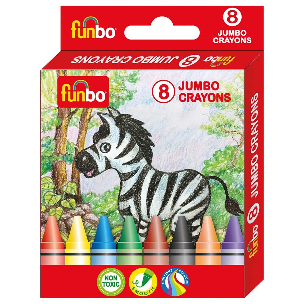 Funbo - Pack of 8 Jumbo Crayons Colours