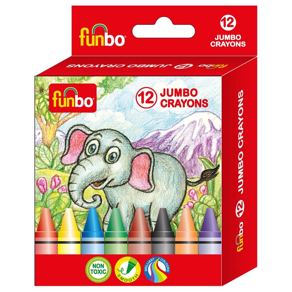 Funbo - Pack of 12 Jumbo Crayons Colours