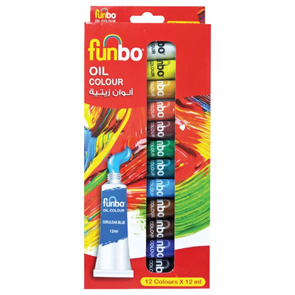 Funbo - Set of 12 Oil Paint Colour Tubes - 12ml