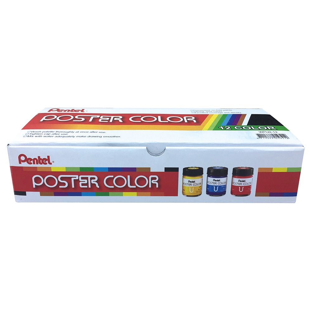 Pentel - Set of 12 Poster Colours 30ml