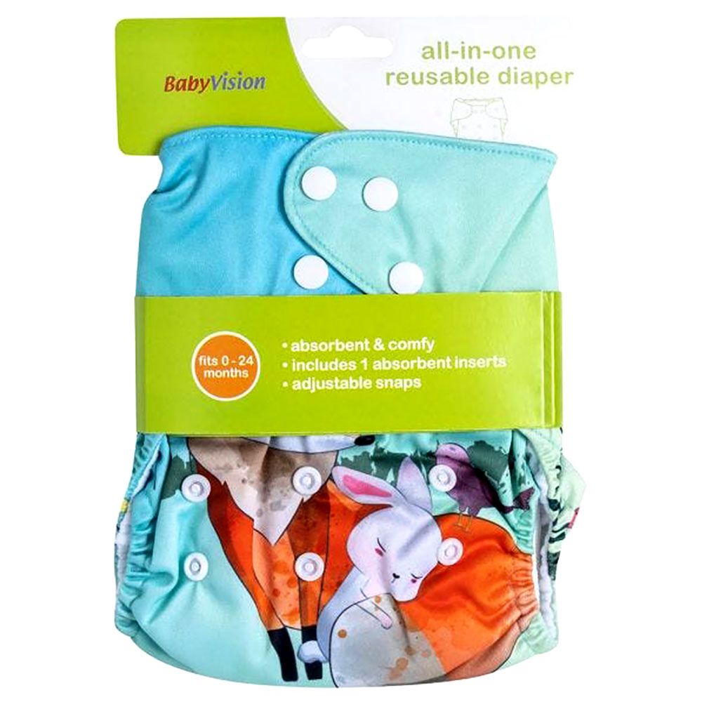 BabyVision - Reusable Diaper All-In-One - Fox Printed 