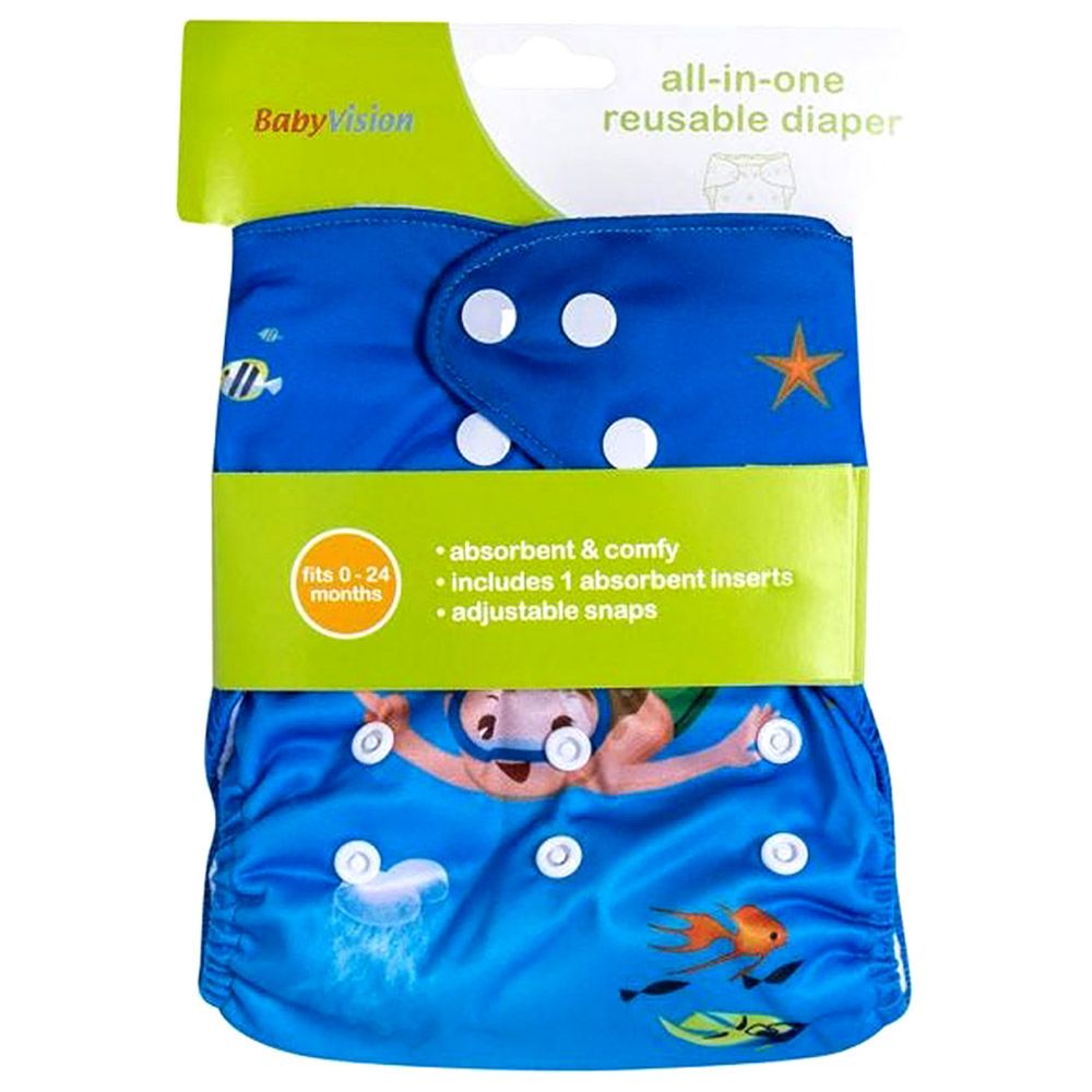 BabyVision - Reusable Diaper All-In-One - Divine Printed