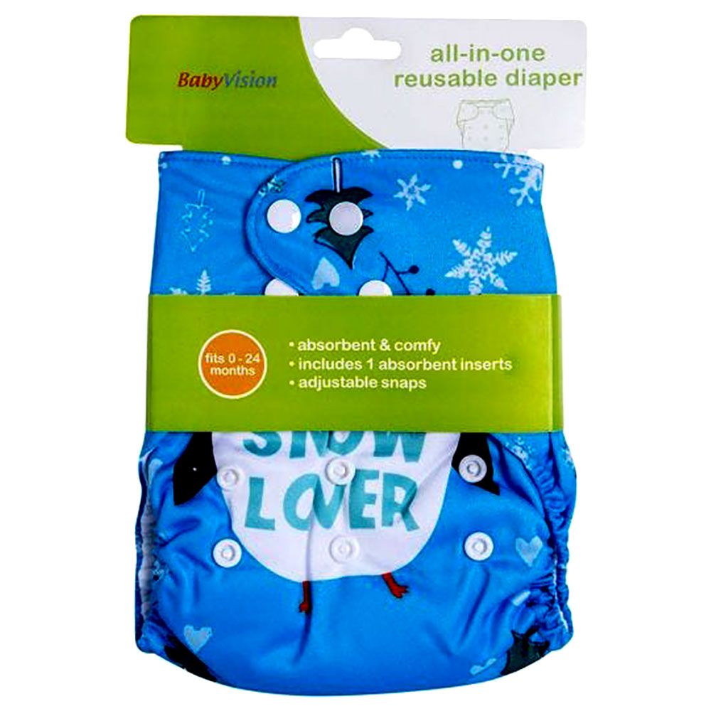 BabyVision - Reusable Diaper All-In-One - Snow Printed