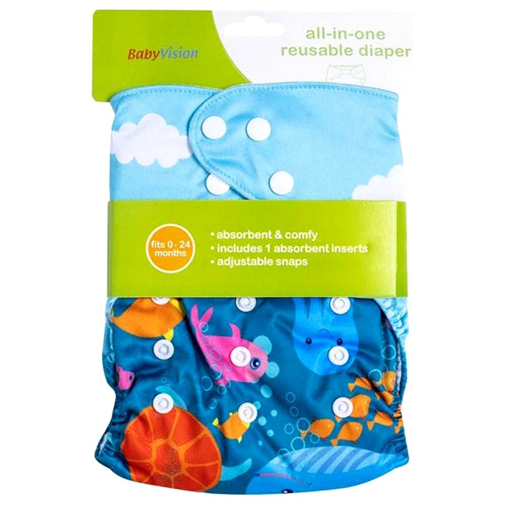 BabyVision - Reusable Diaper All-In-One - Sea Animal Printed