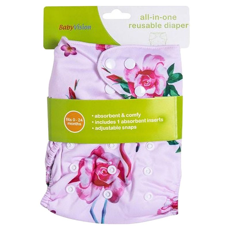 BabyVision - Reusable Diaper All-In-One - Flower Printed