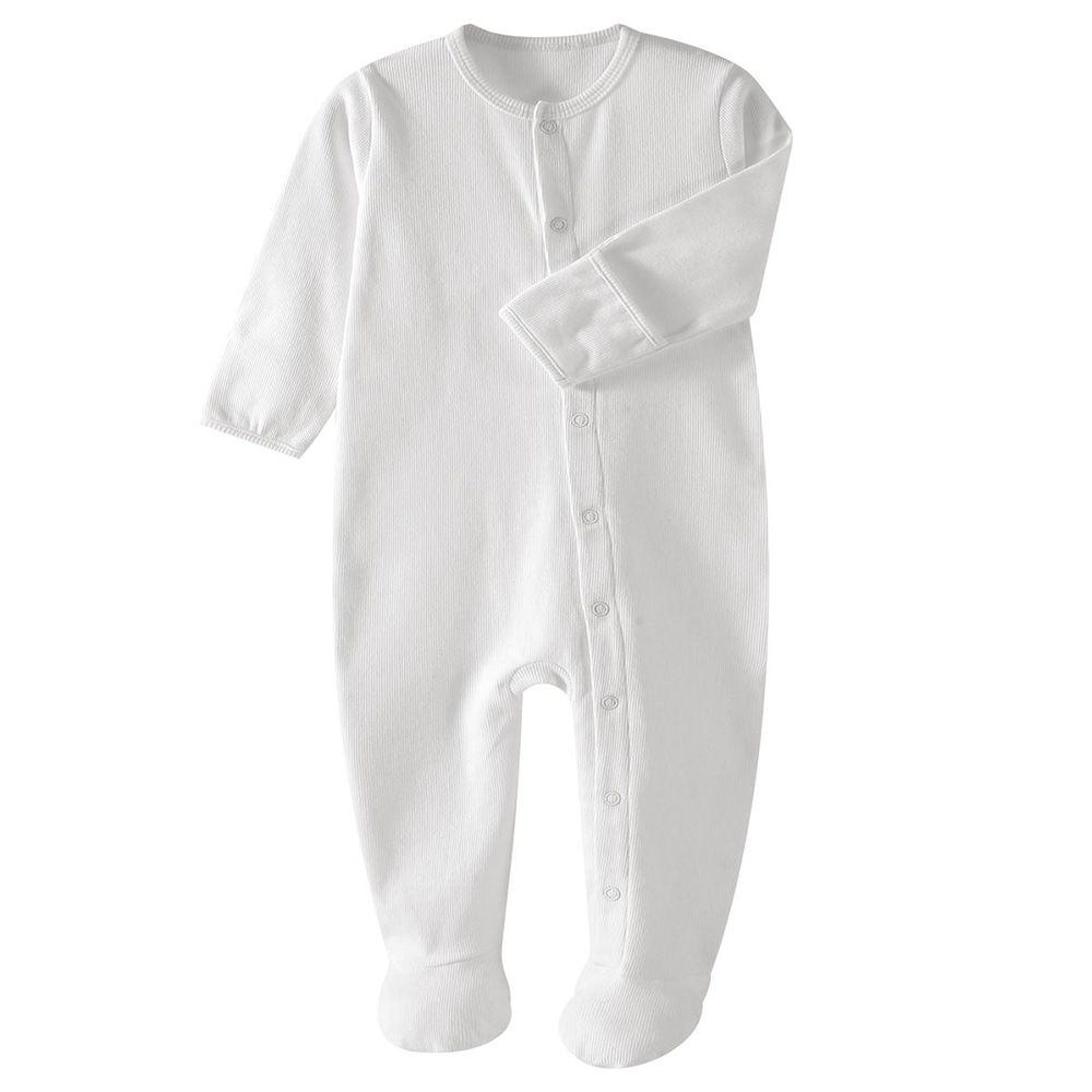 Tiny Toes - 100% Cotton Essential Baby Sleepsuit - White (Exclusive)