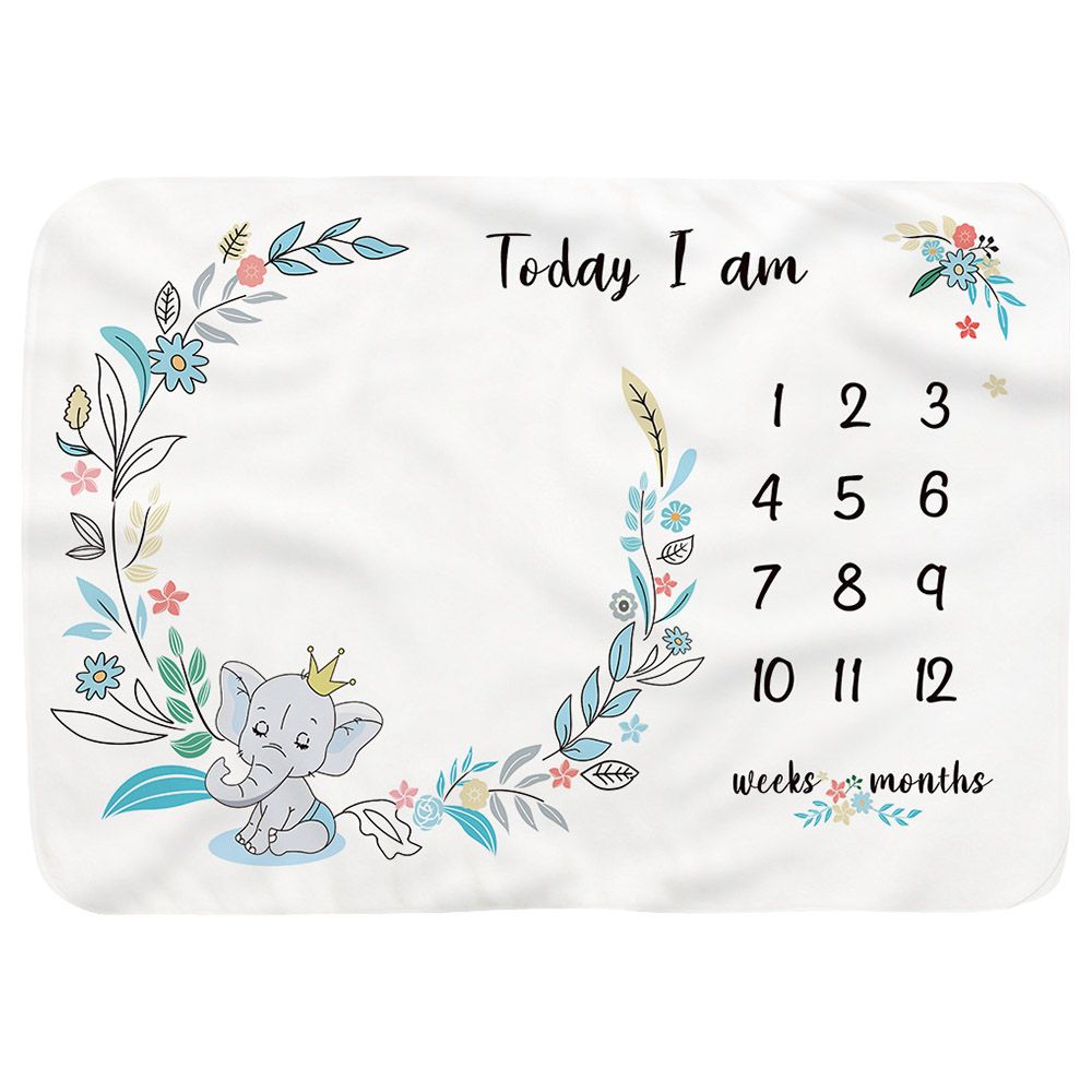 Tiny Toes - Fleece Milestone Blanket - Elephant (Exclusive)