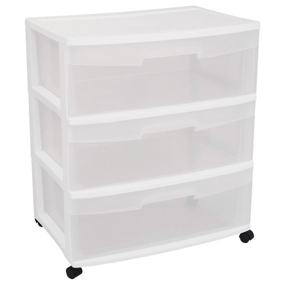 Sterilite - 3 Drawer Wide Cart White