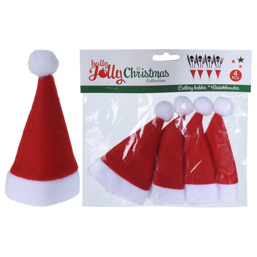 Homesmiths - Christmas Santa Hat Cutlery Holder Pack of 4