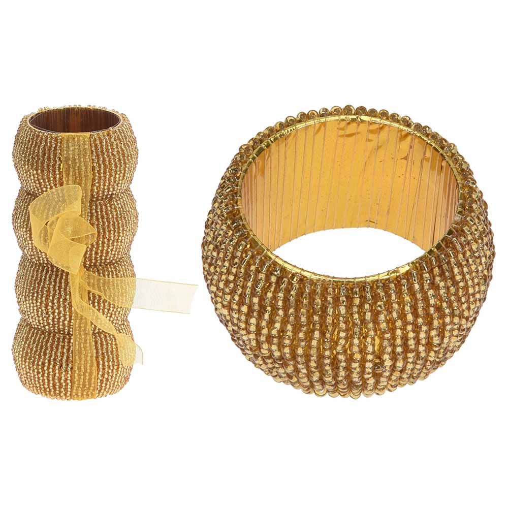 Homesmiths - Christmas Napkin Rings Pack of 4- Gold