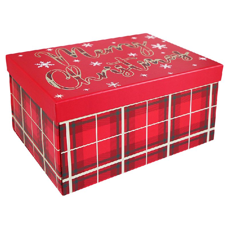 Eurowrap - Christmas Checkered Collapsible Box - Medium