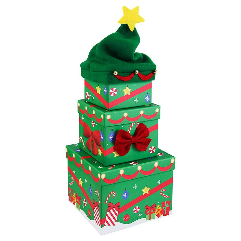 Eurowrap - Elf Novelty Boxes With Plush - Green - 3 pcs