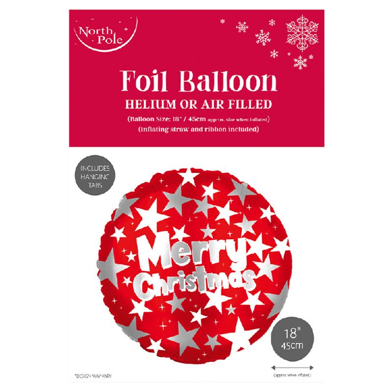 Eurowrap - Merry Christmas Foil Balloons 18-inch - Red