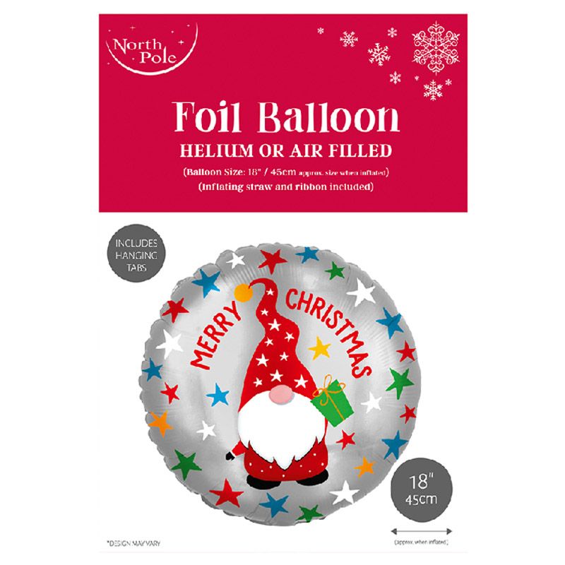 Eurowrap - Merry Christmas Foil Balloons 18-inch - Grey