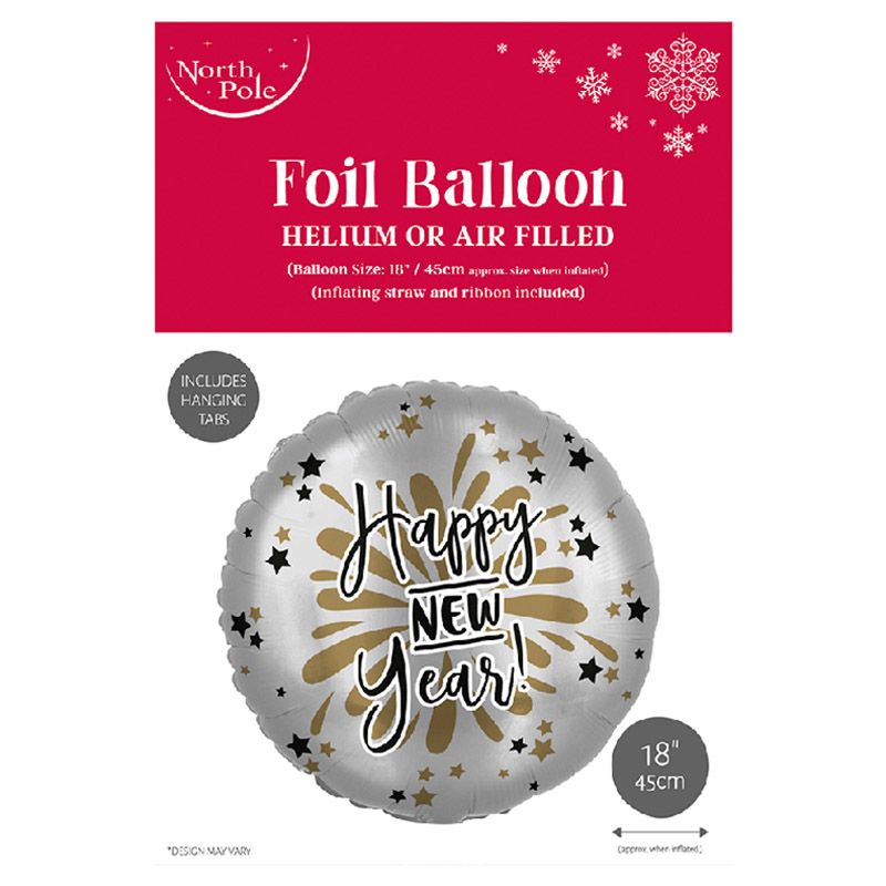 Eurowrap - Happy New Year Foil Balloons 18-inch - Grey