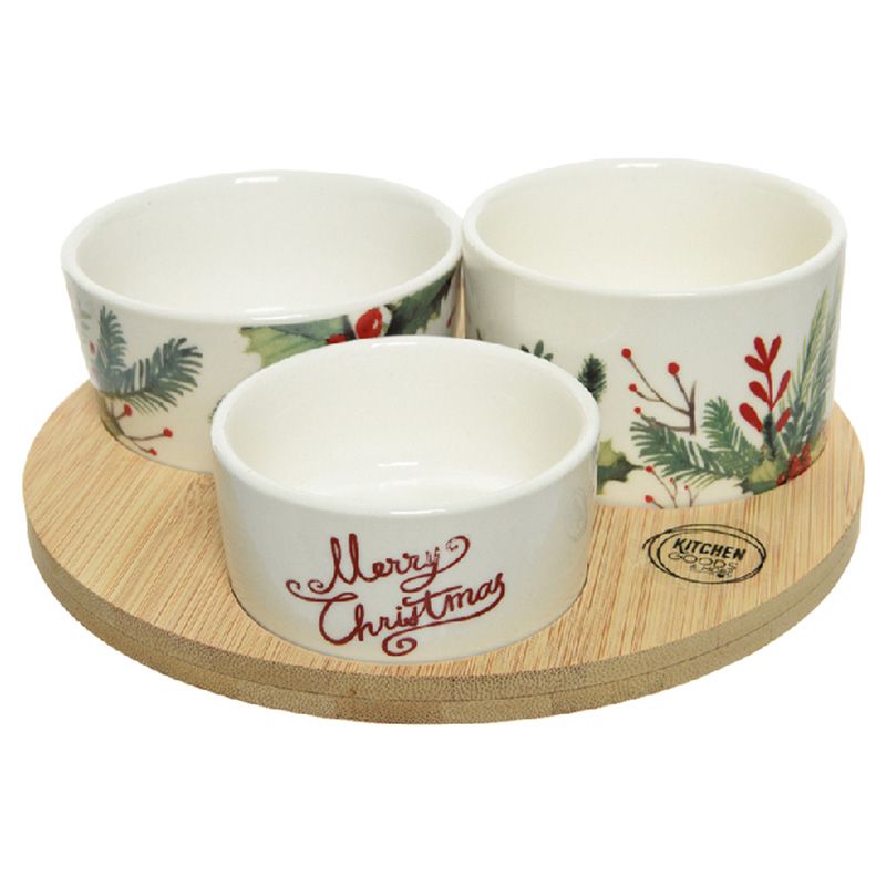 Homesmiths - Christmas Bamboo Base & Bowl Set