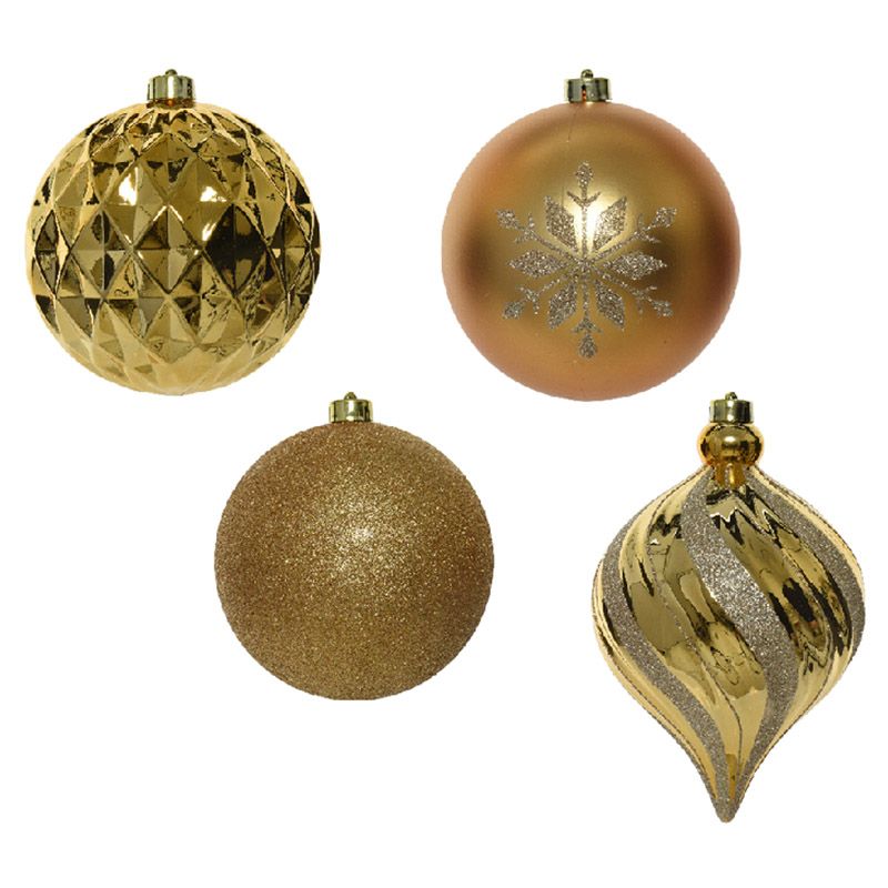 Homesmiths - Christmas Bauble Shatterproof 15cm - 4pcs - Gold