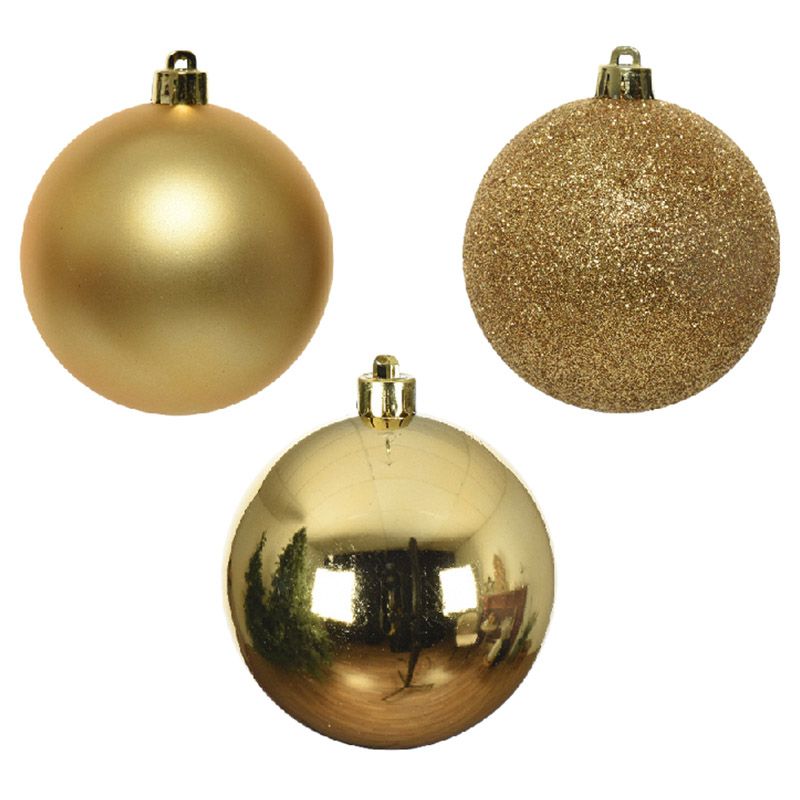 Homesmiths - Christmas Bauble Shatterproof - 8cm - 34 pcs - Gold