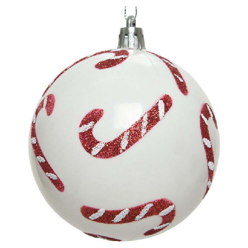 Homesmiths - Christmas Bauble Shatterproof Shiny With Candycane