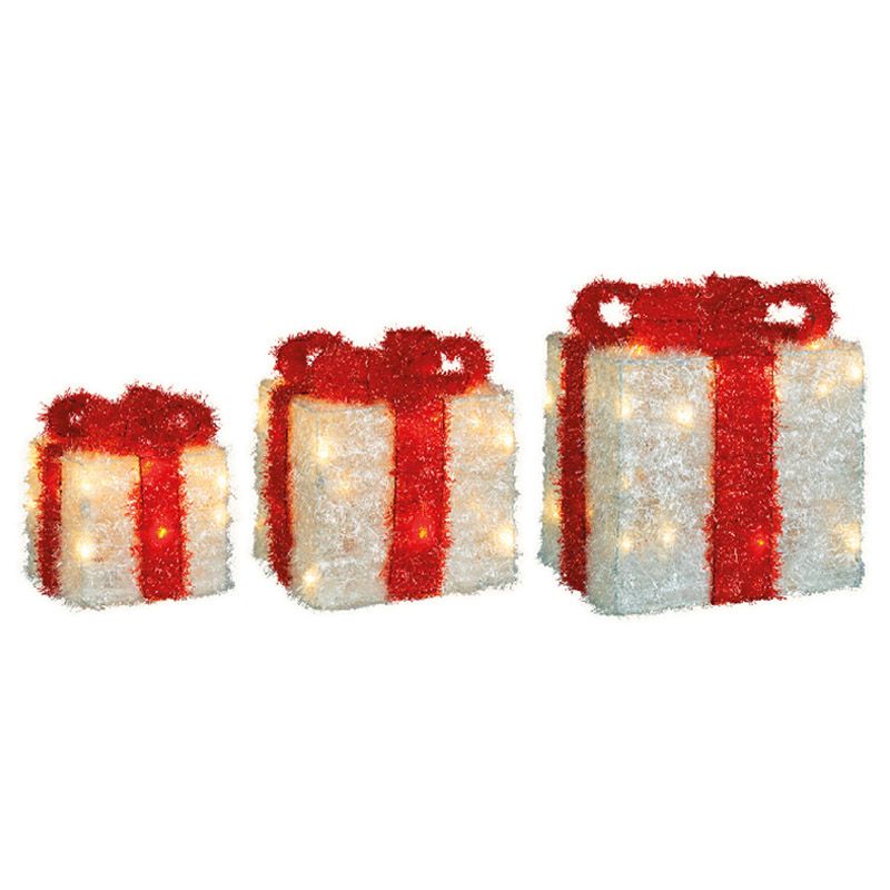 Homesmiths - LED Gift Box Tinsel 30 Bulbs - 3 pcs - Red/Warm White