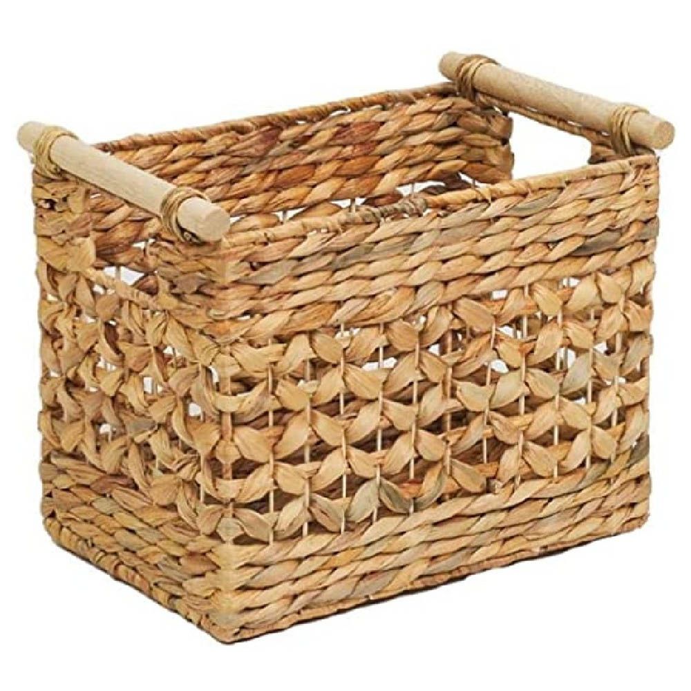 Homesmiths - Water Hyacinth Basket w/ Rattan Handles - 30x20x25cm