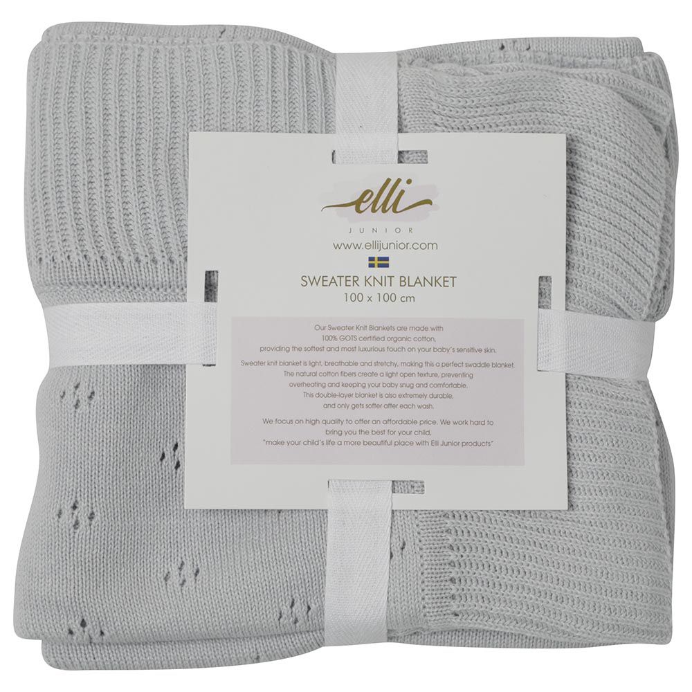 Elli Junior - Huge Knitted Blanket Organic Cotton - Grey