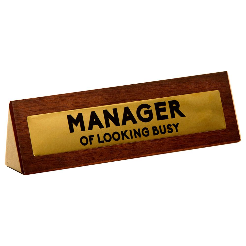 Other - Manager - Funny Wooden Desk Sign - Brown