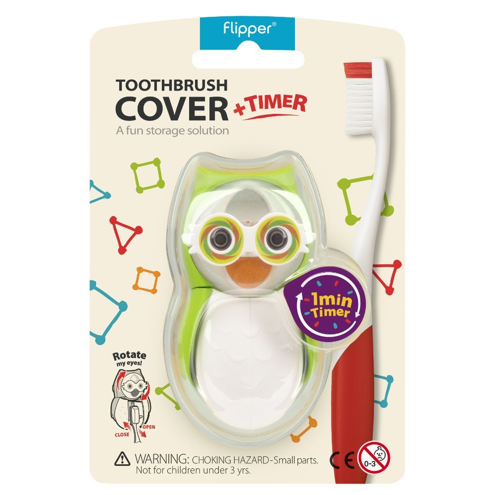 Flipper - Owl Earthy Toothbrush Holder With Timer - Green