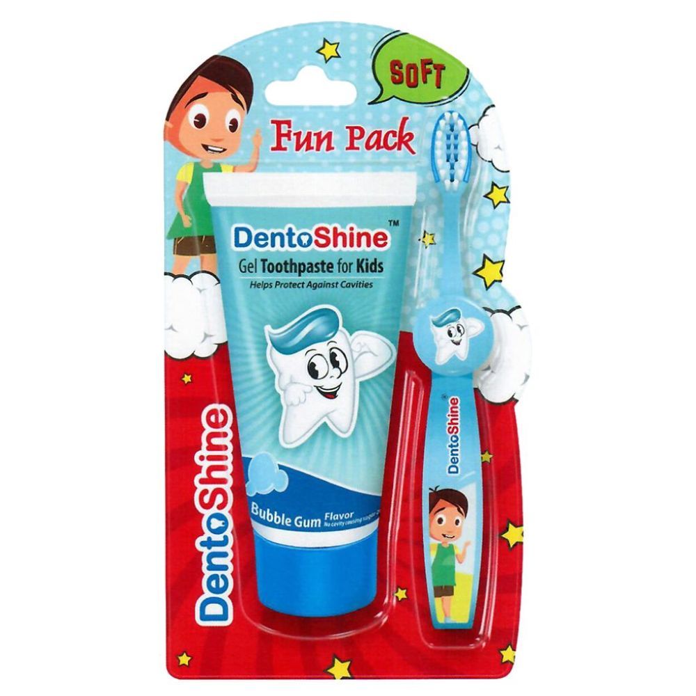 Dentoshine - Kids Fun Toothpaste & Toothbrush Pack - Bubble Gum