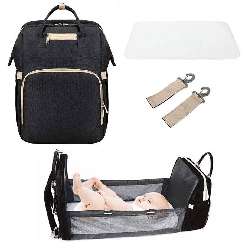 Pikkaboo 4in1 Diaper Bag with Changing Station/Crib - Black