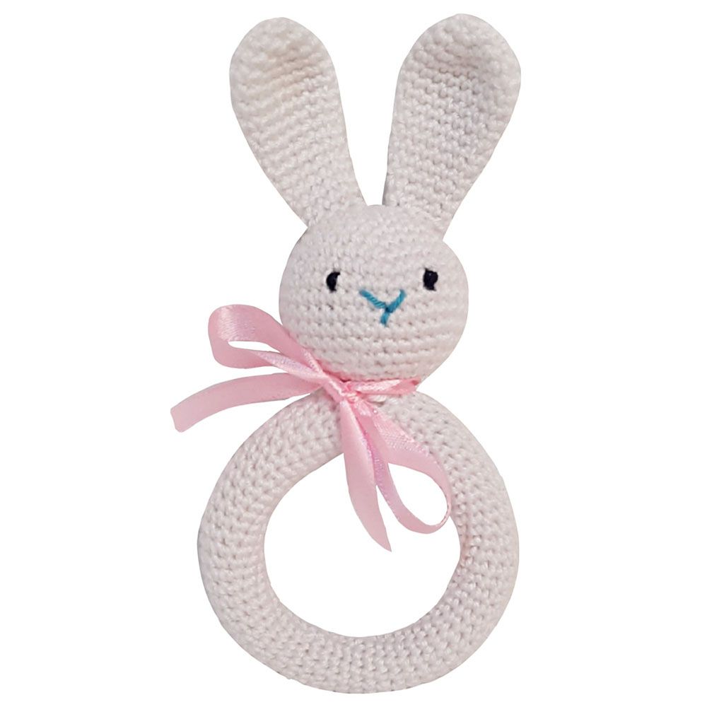 Pikkaboo - Handmade Crocheted Bunny Teether - White 