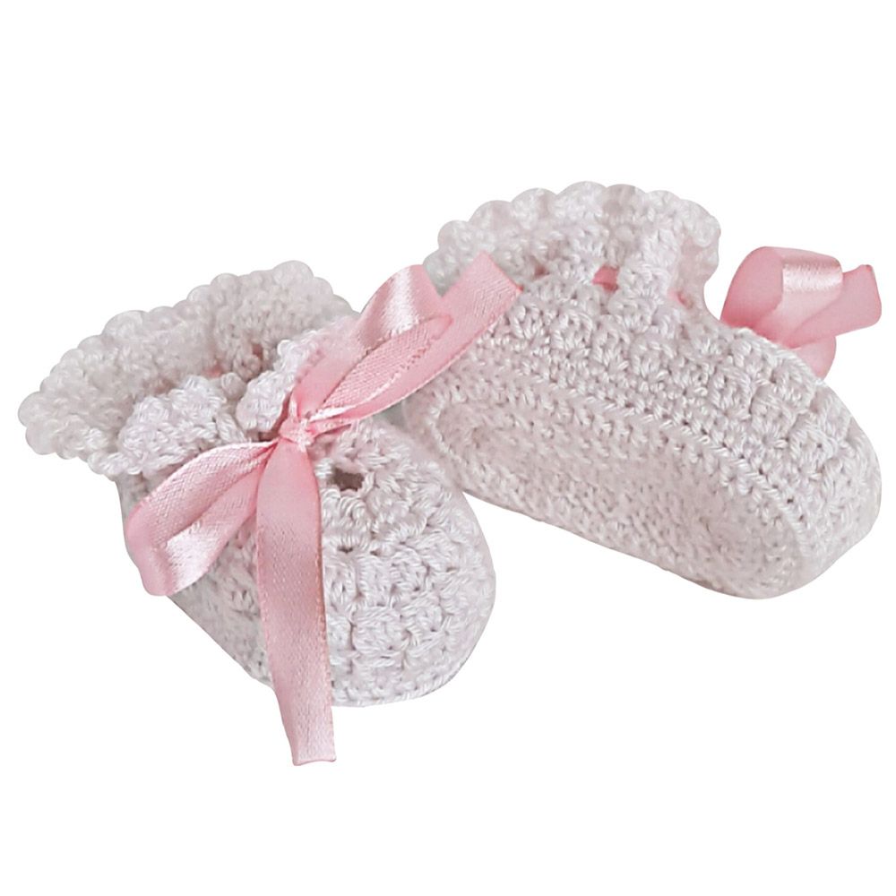 Pikkaboo LittleFeet Handmade Crocheted Baby Booties - White