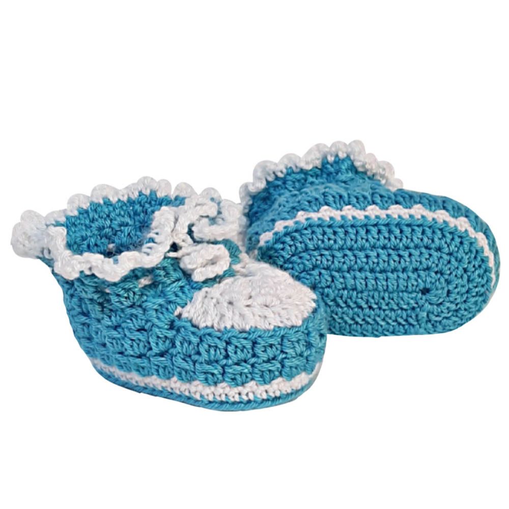 Pikkaboo LittleFeet Handmade Crocheted Baby Booties - Blue