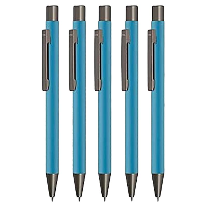 Uma - Straight Metal Pen Pack of 5 - Sky Blue