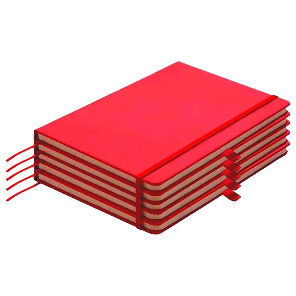 Santhome - Bukh A5 Hardcover Ruled Notebook Pack of 5 - Red