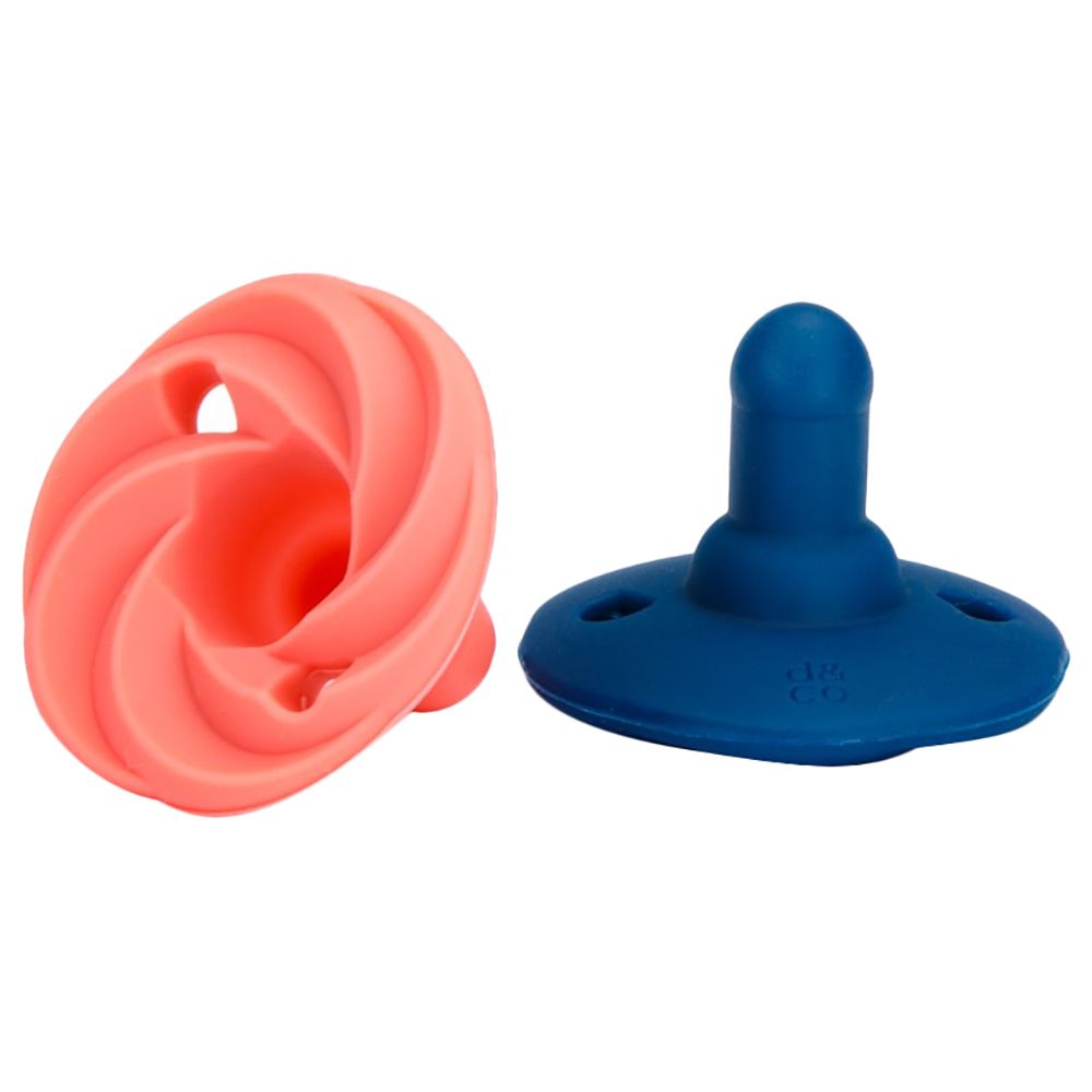 Doddle & Co - Holland Pop Pacifier - Peach/Navy 0-3M (2pcs)