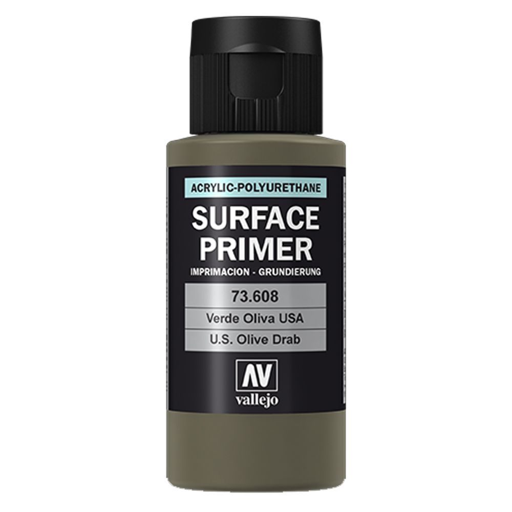 Vallejo - 73.608 Surface Primer Paint 60ml - Us Olive Drab