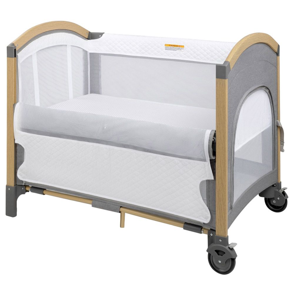 Jikel - Pole Crib With Co-Sleeper And Playard - Birchwood