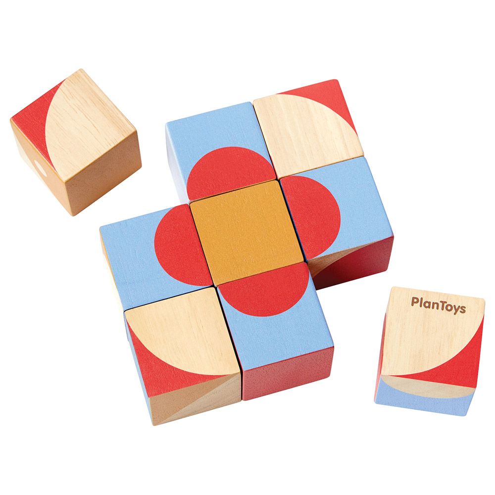 Plan Toys - Geo Pattern Puzzle Cubes