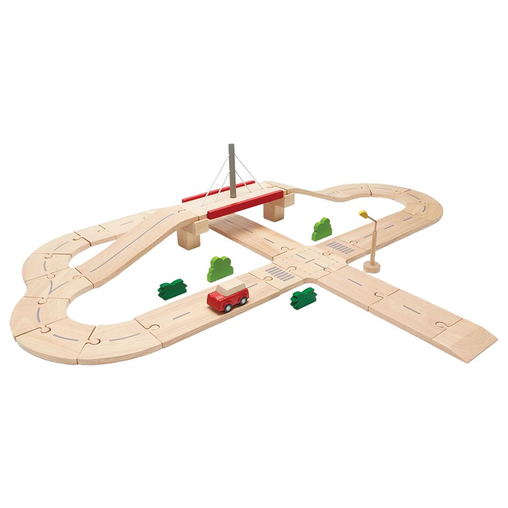 Plan Toys - Wooden Road System Playset