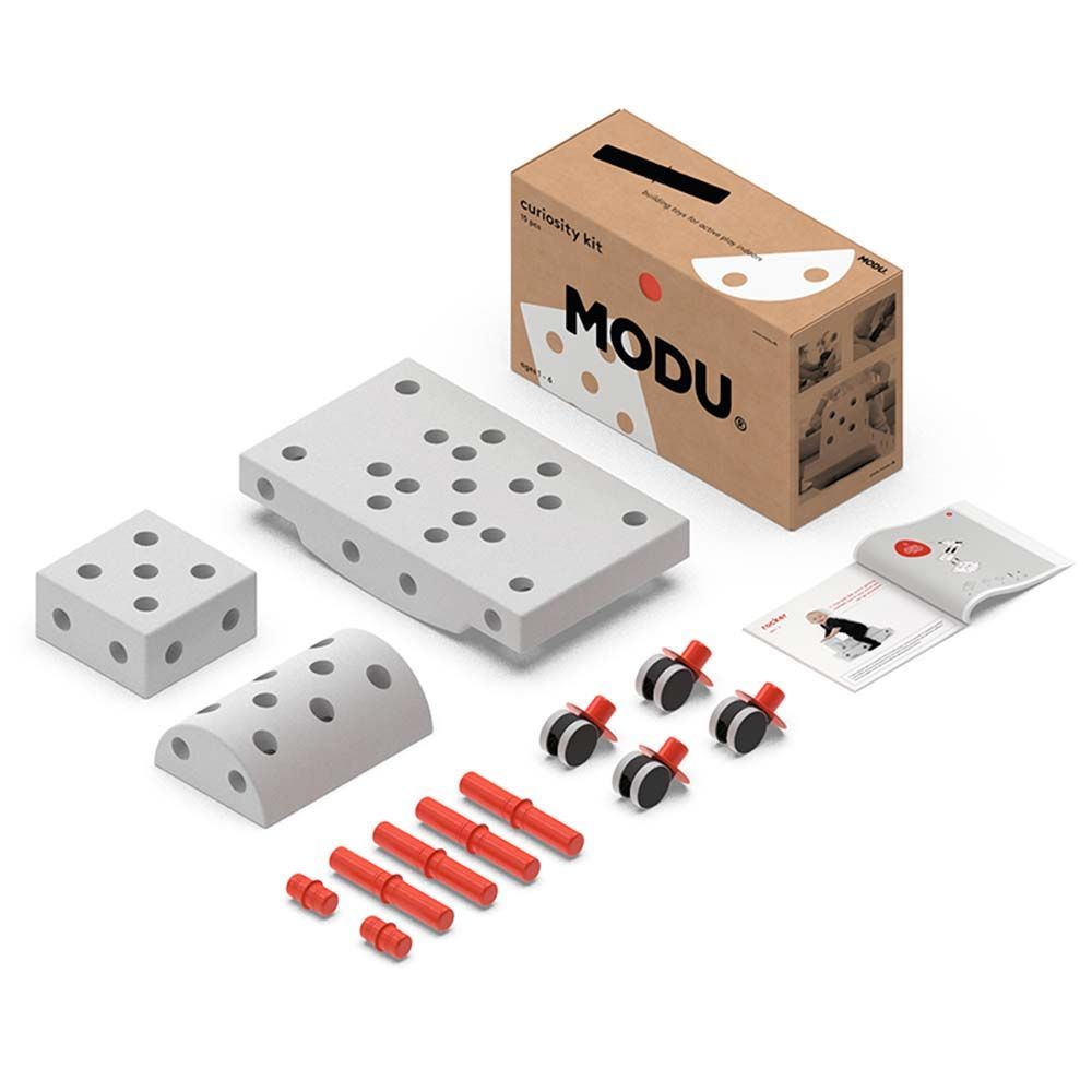 MODU - Curiosity Kit - Red Pegs & Grey Blocks - 15pcs