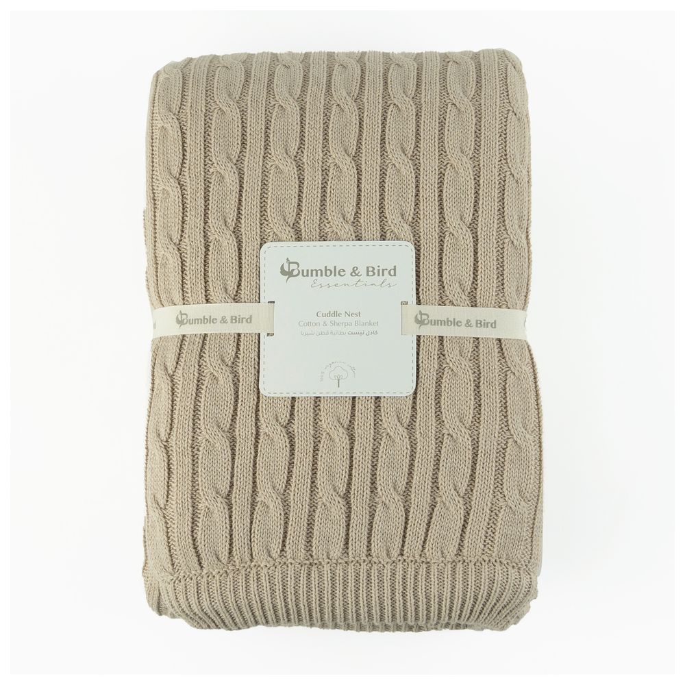 Bumble & Bird - Knitted Blanket With Sherpa Back - Beige