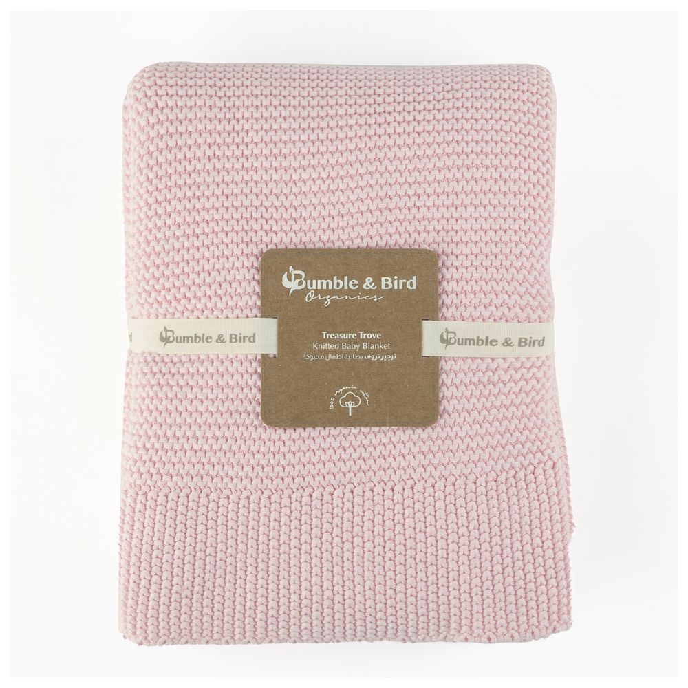 Bumble & Bird - Knitted Receiving Blanket - Pink