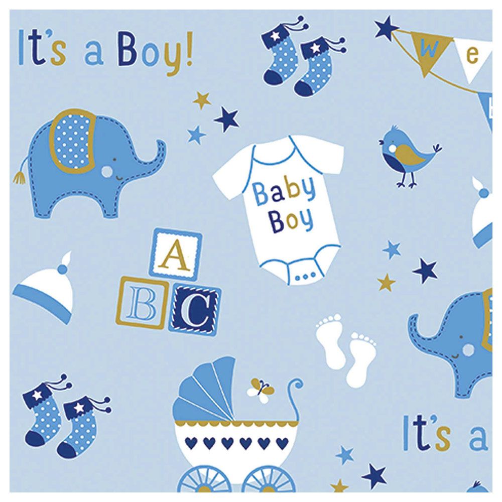 Amscan - Baby Boy Elephant Jumbo Paper Gift Wrap