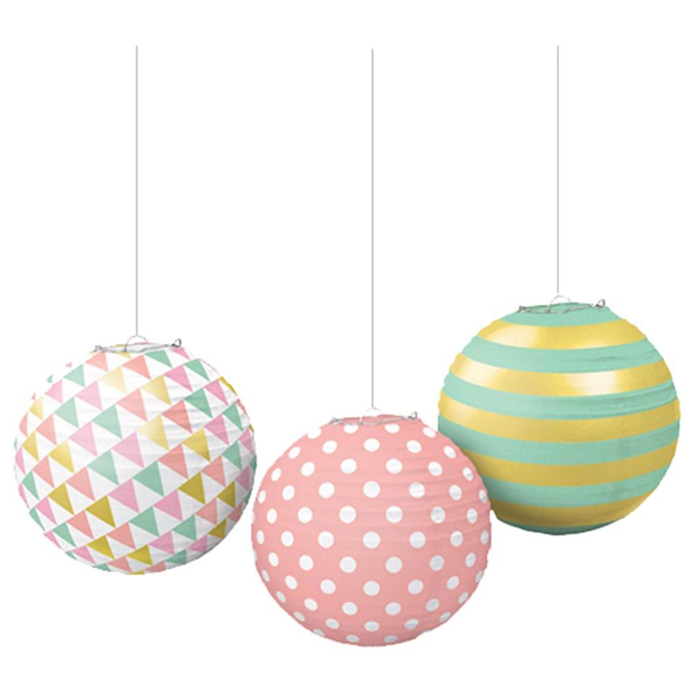 Amscan - Pastel Round Paper Hanging Lantern 24.13cm 3pcs