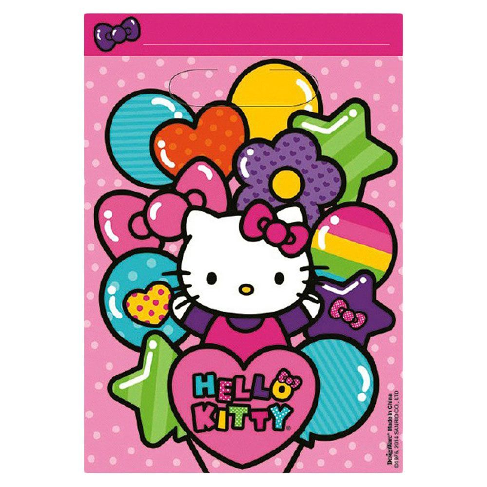 Hello Kitty Folded Plastic Loot Bags (8pcs)