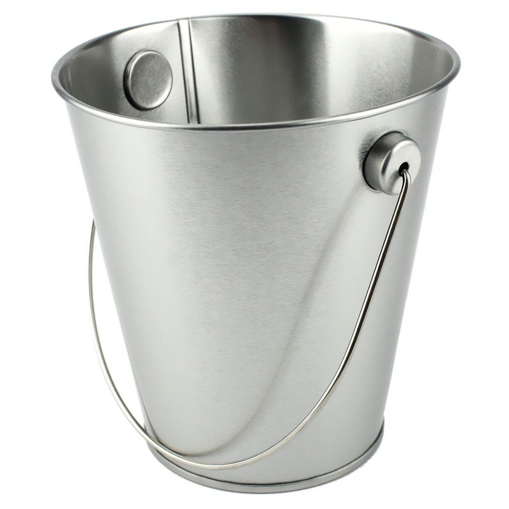 Metal Bucket With Handle - Silver