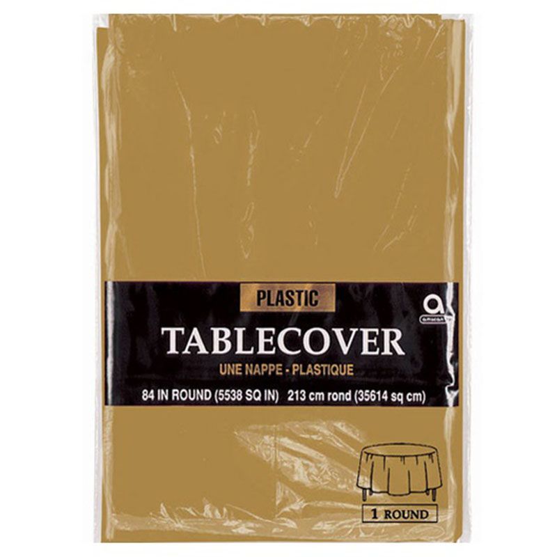 Gold Round Plastic Table Cover