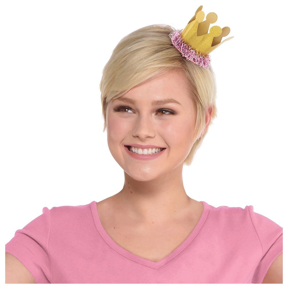 Amscan - Confetti Fun Gold Mini Crown Clip